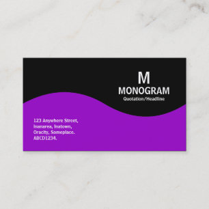 Cartão De Visita Monograma de meia onda - Roxo com preto