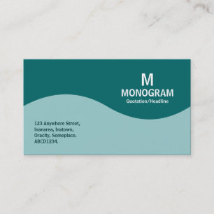 Cartão De Visita Monograma de meia-onda - Verde azul e Teal 006666