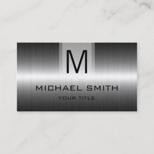 Cartão De Visita Monograma de metal de aço inoxidável profissiona