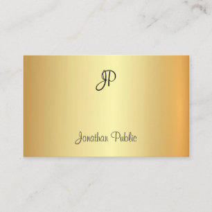 Cartão De Visita Monograma de Modelo de aparência Dourada, escrita 