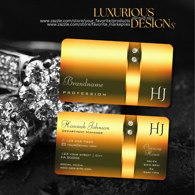 Cartão De Visita Monograma de Ornamentados Gradientes Laranja Shimm (Criador carregado)