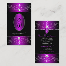 Cartão De Visita Monograma de Ornamentados Pretos Majestosos