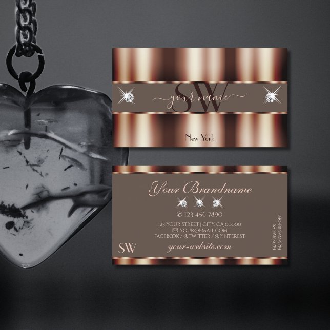 Cartão De Visita Monograma de Ouros Castanhos Castanhos Dourados de (Criador carregado)