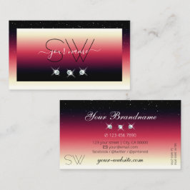 Cartão De Visita Monograma de Ouros de Gradação Branca Preta