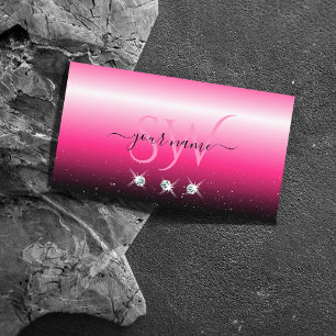 Cartão De Visita Monograma de Ouros Espelhos na moda cor-de-rosa
