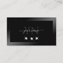 Cartão De Visita Monograma de Ouros Negros Brilhantes Nobres