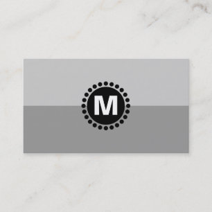 Cartão De Visita Monograma de Ponta Central v2 - 2 Cinzas de Tom