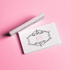 Cartão De Visita Monograma de Quadro Preto de Boho Elegante Moderno