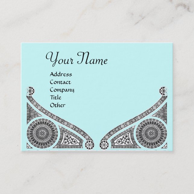 Cartão De Visita MONOGRAMA DE RENASCIMENTO, azul (Frente)