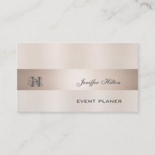 Cartão De Visita Monograma de rosa de champanhe elegante profission