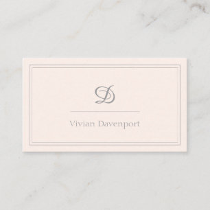 Cartão De Visita Monograma de Script Cor-de-Rosa Minimalista