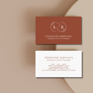 Cartão De Visita Monograma de Script Dourado Elegante Moderno Profi