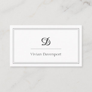 Cartão De Visita Monograma de Script   Minimalista