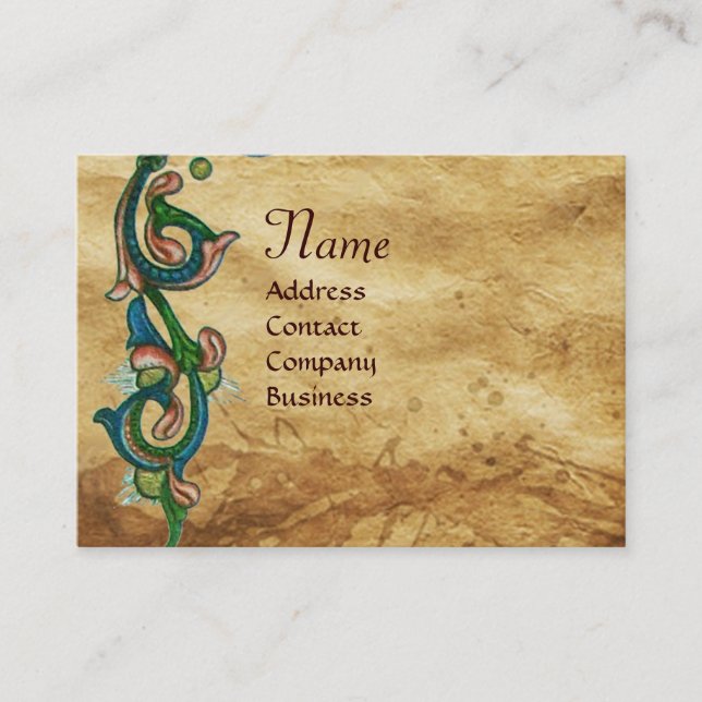 CARTÃO DE VISITA MONOGRAMA DE SEAL VERMELHO ANTIGO FLORENTINE PARCH (Frente)