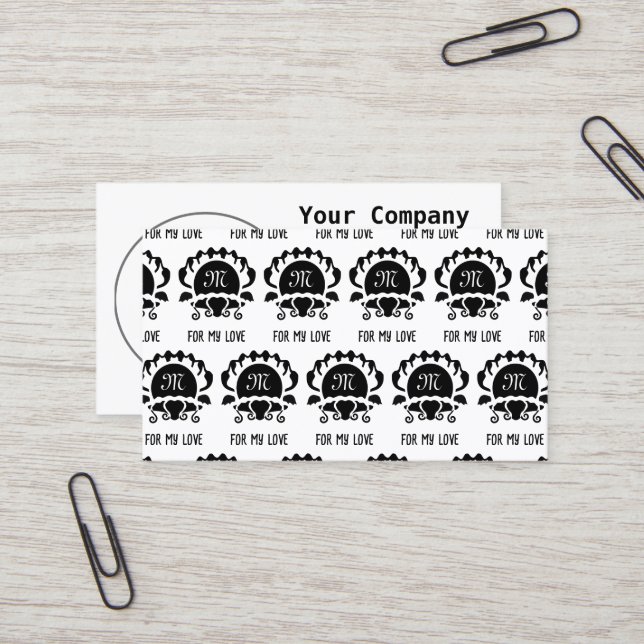 Cartão De Visita Monograma de Silhouette de Black Clam (Frente/Verso In Situ)