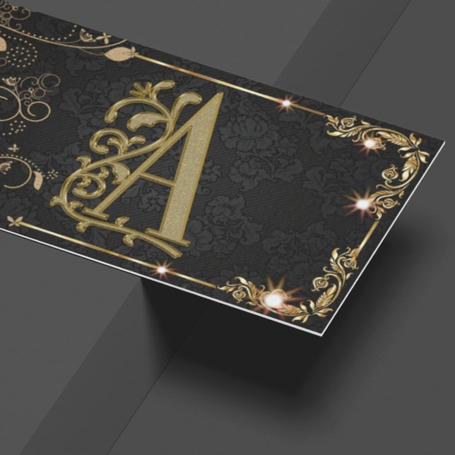 Cartão De Visita Monograma de Sparkle Preto (Criador carregado)