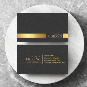 Cartão De Visita Monograma de textura de couro Elegante de luxo our