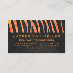 Cartão De Visita Monograma de Zebra Laranja e Negra