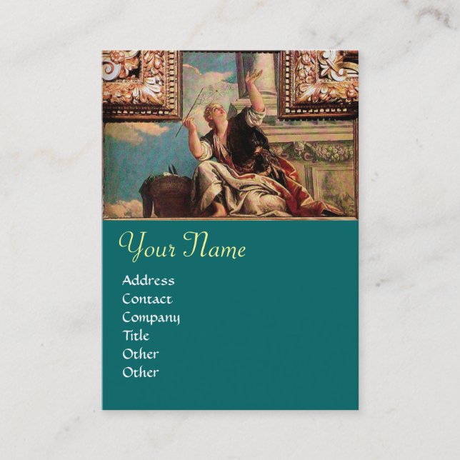 Cartão De Visita MONOGRAMA DIALÉTICA, verde-azul (Frente)