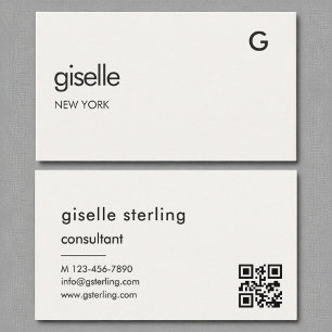 Cartão De Visita Monograma do Código QR do Consultor Chic Luxury