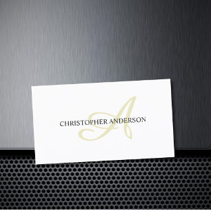 Cartão De Visita Monograma do consultor branco elegante minimalista