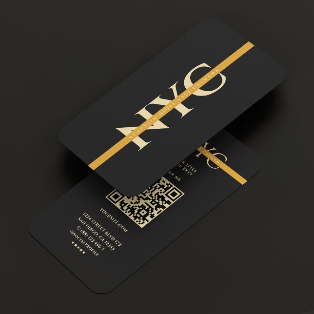 Cartão De Visita Monograma do Dispatcher de Linha Amarela Moderna (Modern Thin Gold Line Dispatcher Monogram Business Card
)