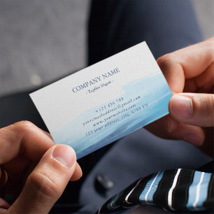 Cartão De Visita Monograma do mar de Abstrato de Aquarelas do Ocean