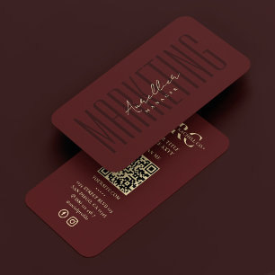 Cartão De Visita Monograma do Marketing profissional vermelho escur