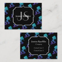 Monograma do Mermaid aqua blue ombre Sparkles