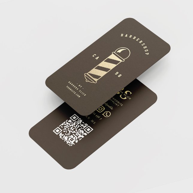 Cartão De Visita Monograma do Polo de Barber Dourado da Barber (Criador carregado)