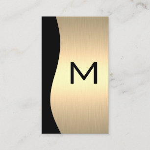 Cartão De Visita Monograma Dourado de Luxe  Metálico
