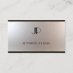 Cartão De Visita Monograma Dourado de prata, monograma único