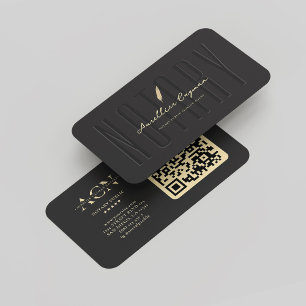 Cartão De Visita Monograma Dourado de Quill Negra Móvel Moderno