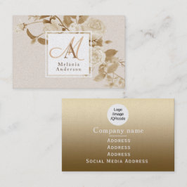 Cartão De Visita Monograma Dourado Elegante