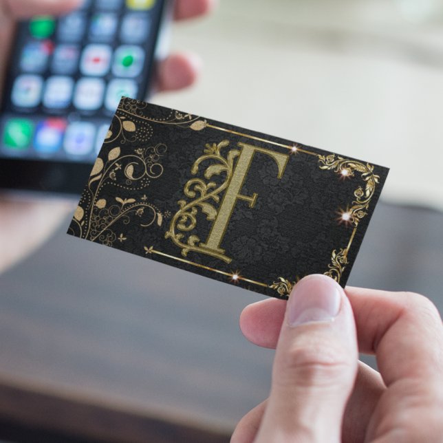 Cartão De Visita Monograma Dourado Elegante de Boutique Monograma (Criador carregado)