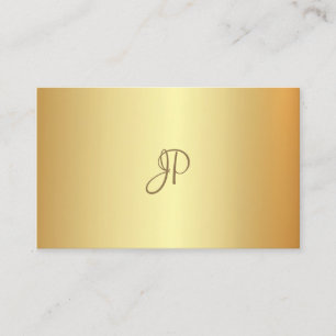 Cartão De Visita Monograma Dourado elegante, Modelo moderno