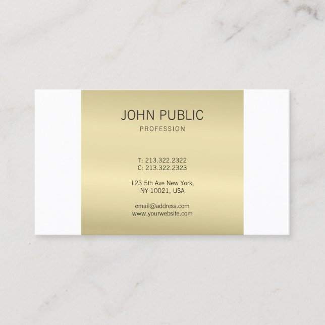 Cartão De Visita Monograma Dourado Elegante Profissional Plana Mode (Frente)