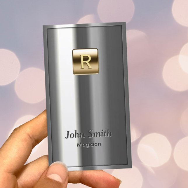 Cartão De Visita Monograma Dourado Logotipo Metálico (Criador carregado)