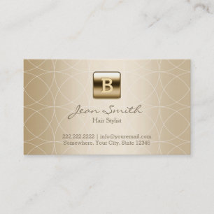 Cartão De Visita Monograma Dourado luxuoso do cabeleireiro