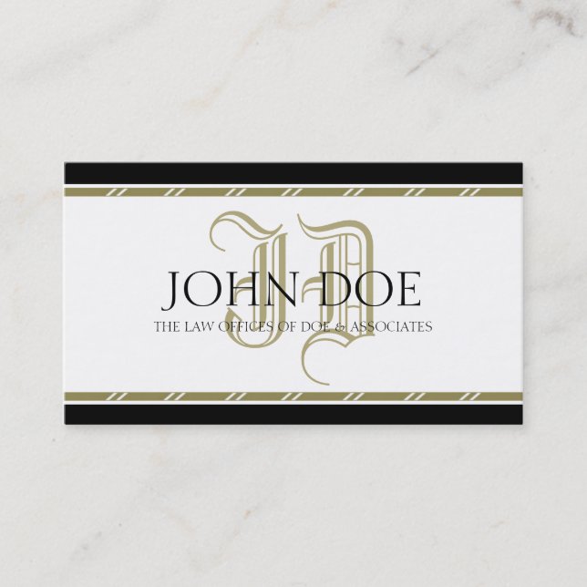 Cartão De Visita Monograma Dourado romano do advogado - (Frente)