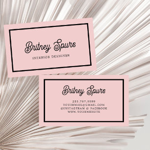 Cartão De Visita Monograma e Nome Moderno Pink Pidroso Blush
