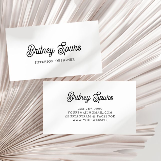 Cartão De Visita Monograma e Nome Personalizados de Branco Preto Mo (Criador carregado)