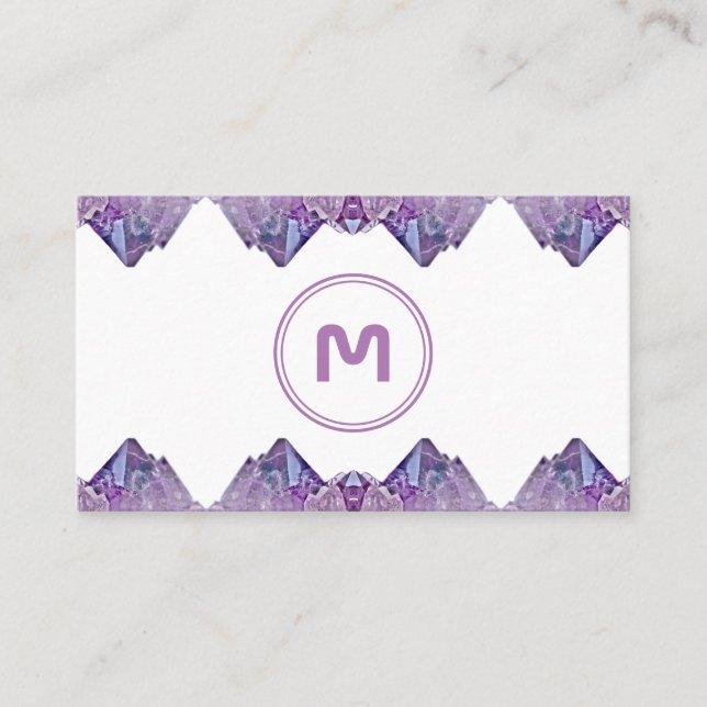 Cartão De Visita Monograma elegante, ametista violeta de dois tons (Frente)