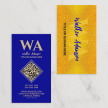 Monograma Elegante | Azul Moderno e Dourado Falso