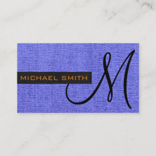 Cartão De Visita Monograma Elegante Canvas Azul