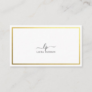 Cartão De Visita Monograma elegante chique dourado com qr-code