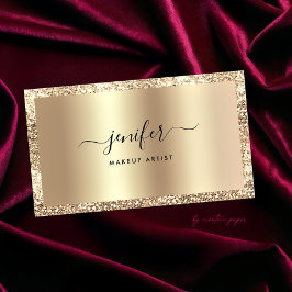 Cartão De Visita Monograma Elegante de Frame Dourado de Luxo