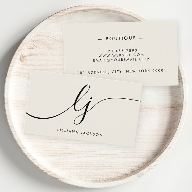 Cartão De Visita Monograma Elegante de luxo minimalista (Criador carregado)
