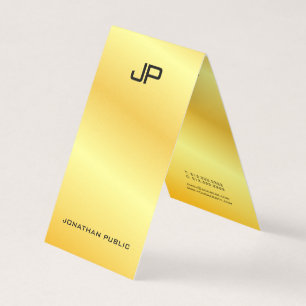 Cartão De Visita Monograma Elegante de Olhar Dourado, Modelo Luxuos