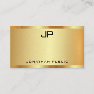 Cartão De Visita Monograma Elegante Dourado Faux